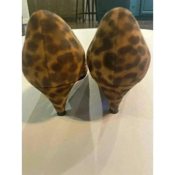 YSL Yves Saint Laurent Leopard Kitten Heels Pumps 36.5 6.5 Charlotte Black Tan - Picture 8 of 13